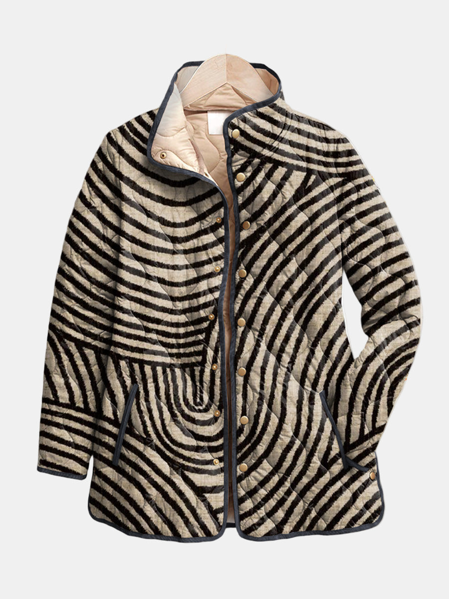 Women's Vintage-Inspired Quilted Jacket with Circle Design
