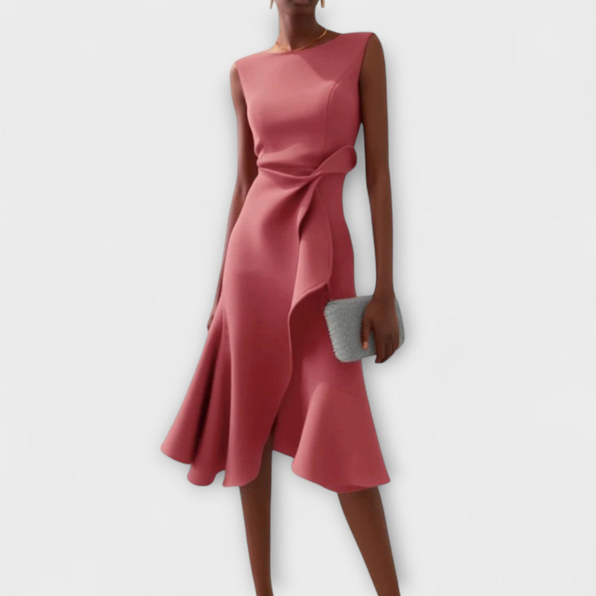 Women’s Draped Asymmetric Midi Dress