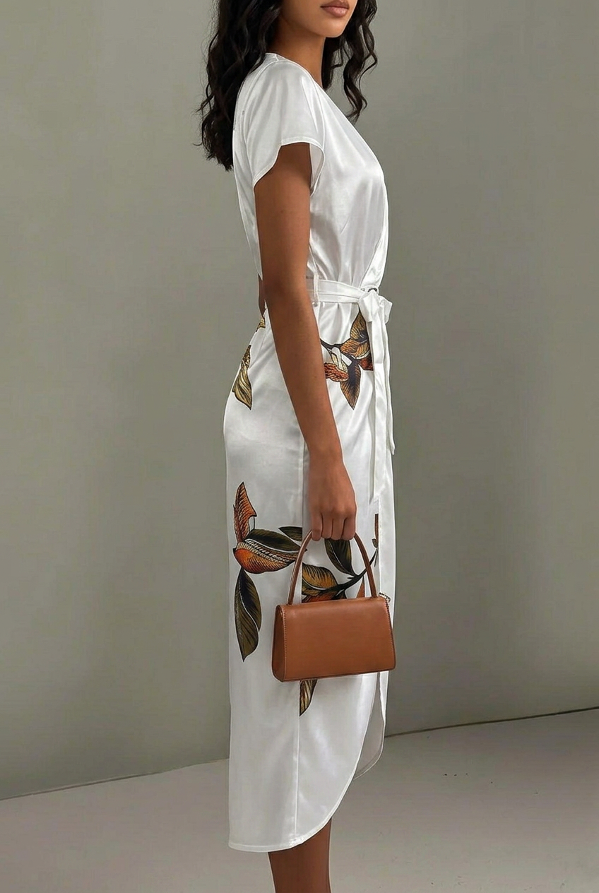Midi Wrap Dress V-Neck Floral Print