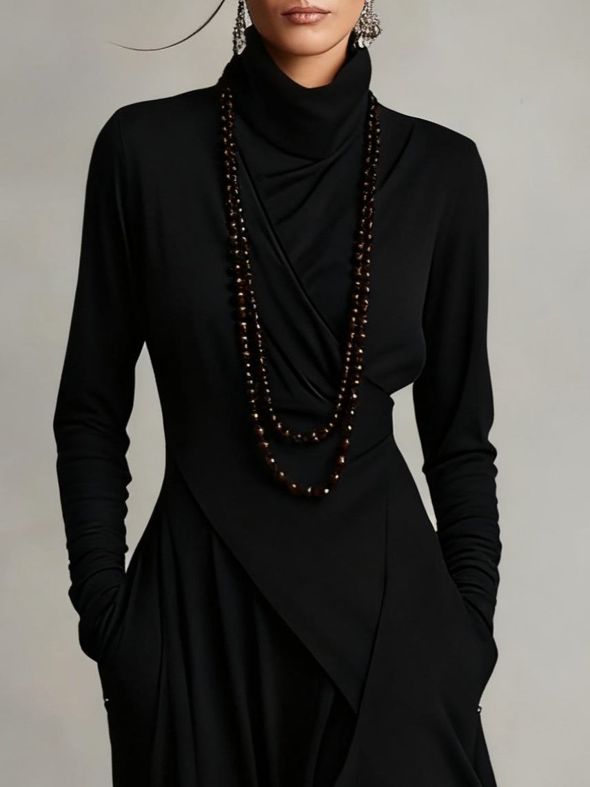 Arielle | Women's Vintage Asymmetrical Turtleneck Dress