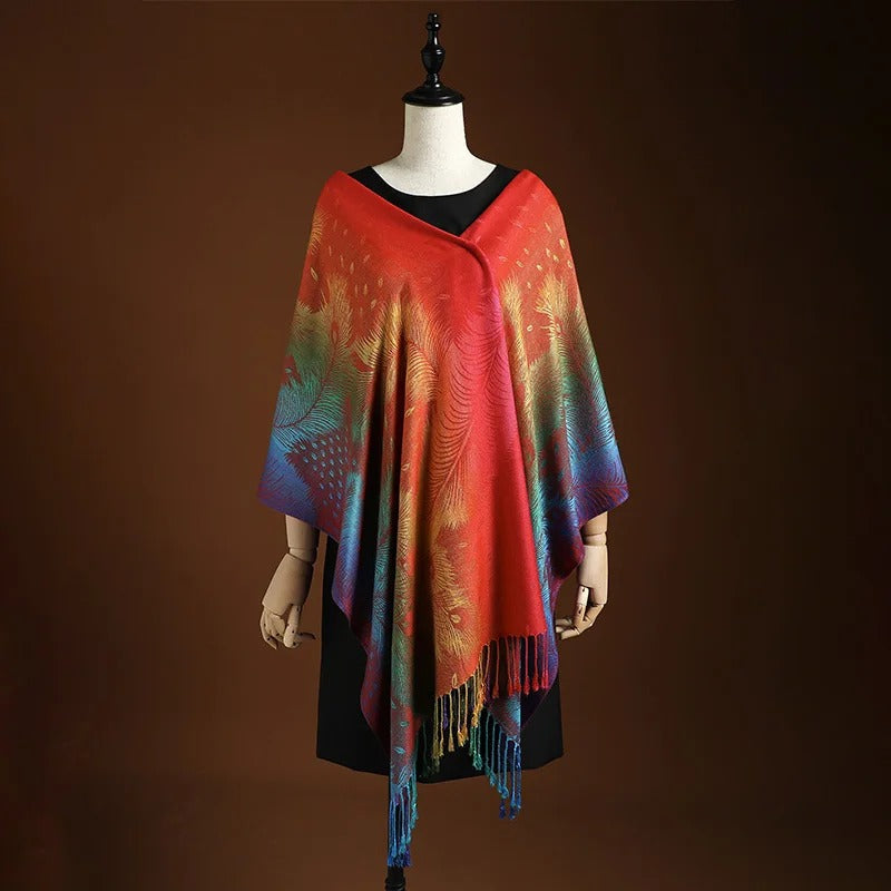 Sharon | Women's Peacock Feather Wrap Scarf