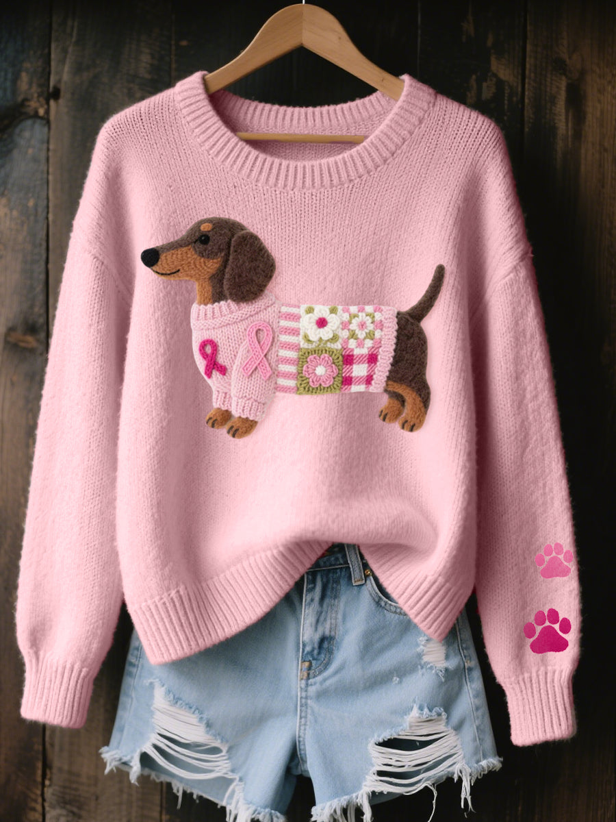 Nancy | Women's Dachshund Pattern Knitted Sweater