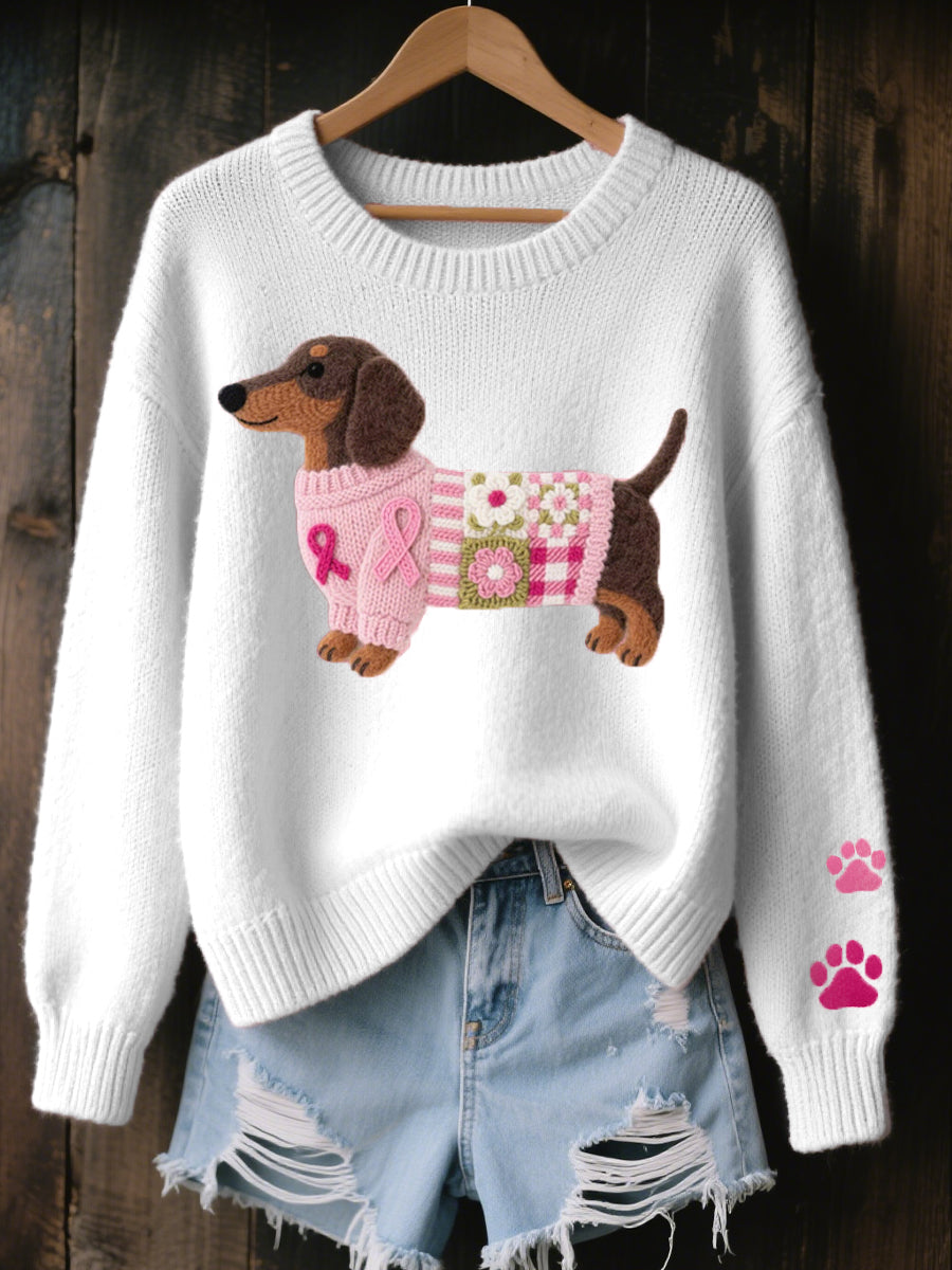 Nancy | Women's Dachshund Pattern Knitted Sweater