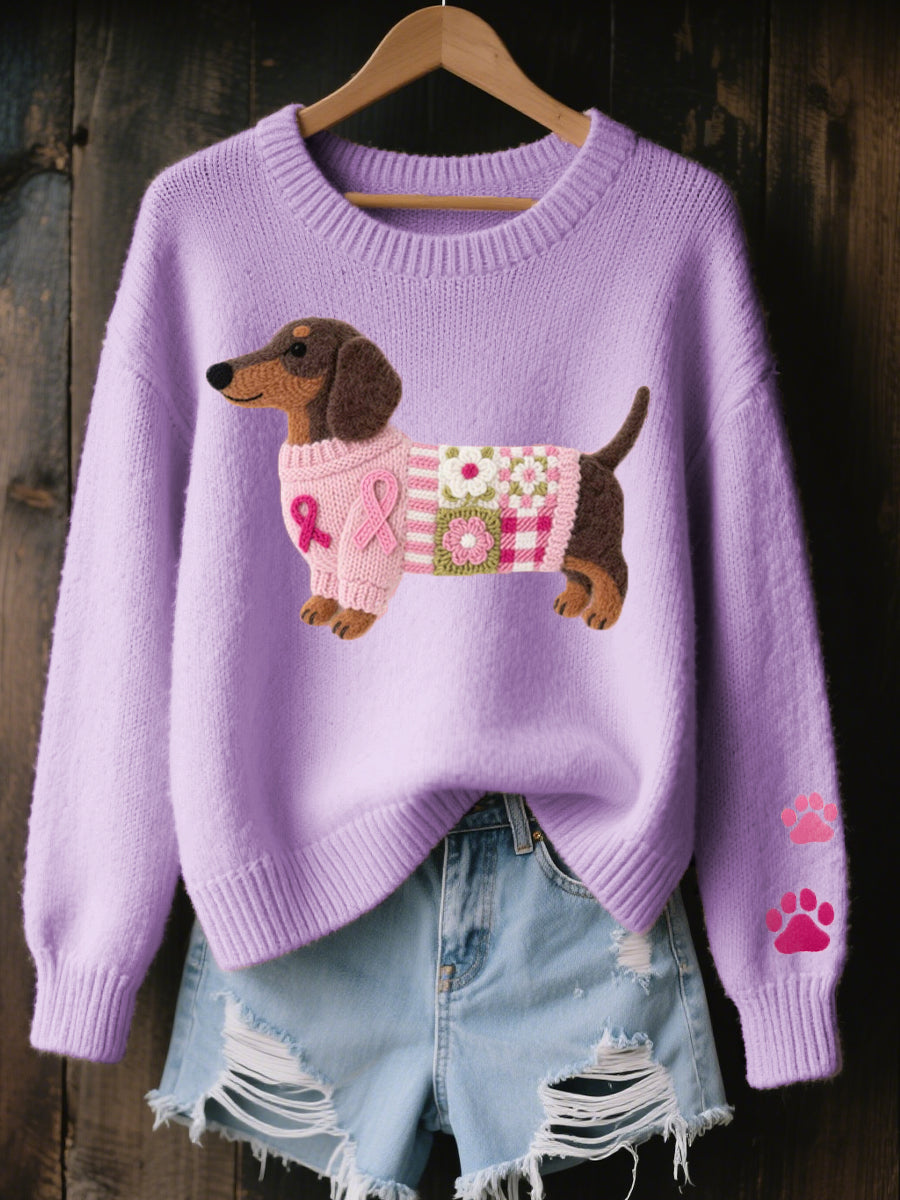Nancy | Women's Dachshund Pattern Knitted Sweater