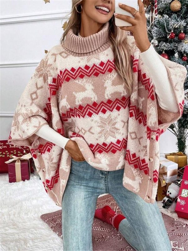 Wilhelmina | Oversized Reindeer Turtleneck Christmas Sweater