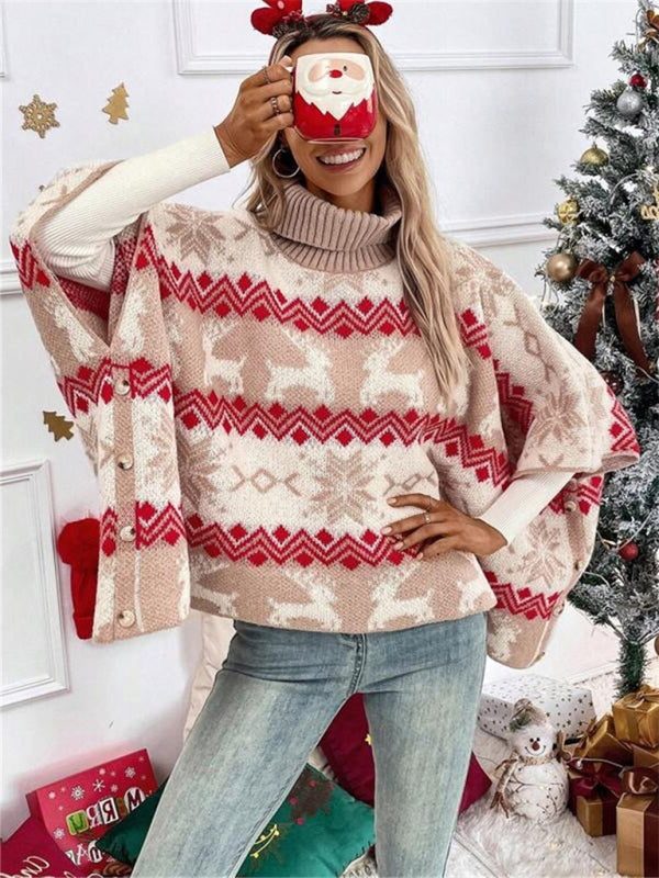 Wilhelmina | Oversized Reindeer Turtleneck Christmas Sweater
