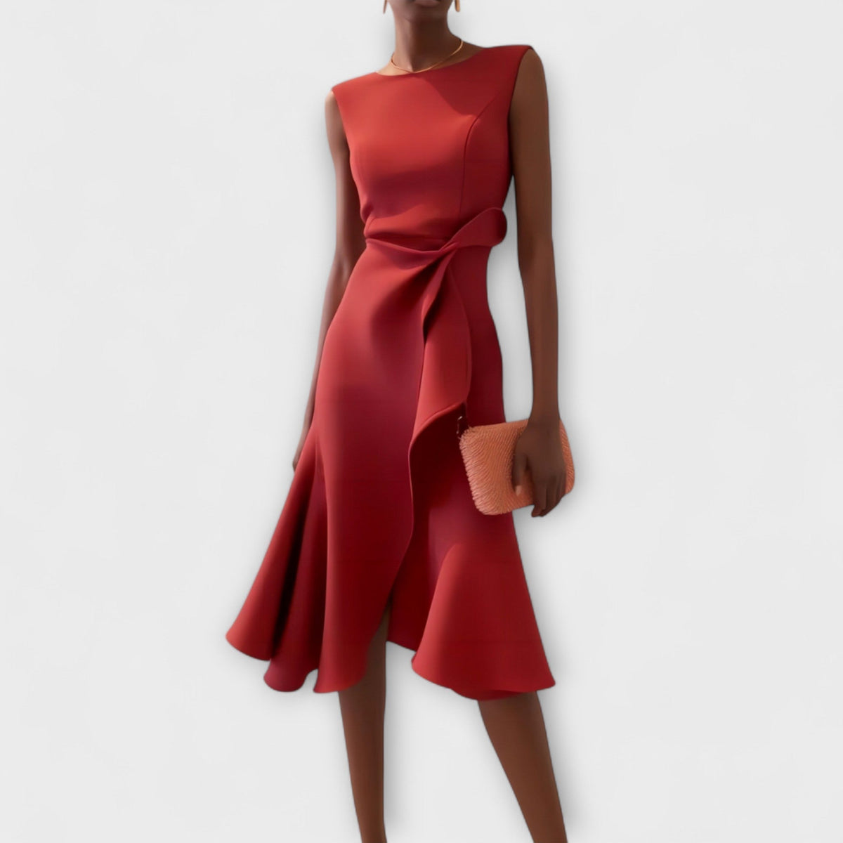 Women’s Draped Asymmetric Midi Dress