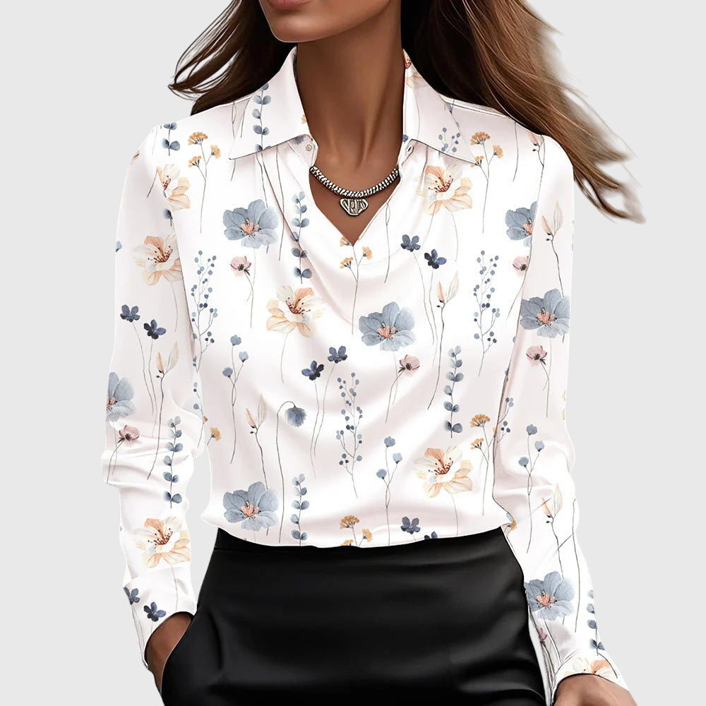 Brooklyn | Women's Cowl-Neckline Blouse with Flowing Draped Fit