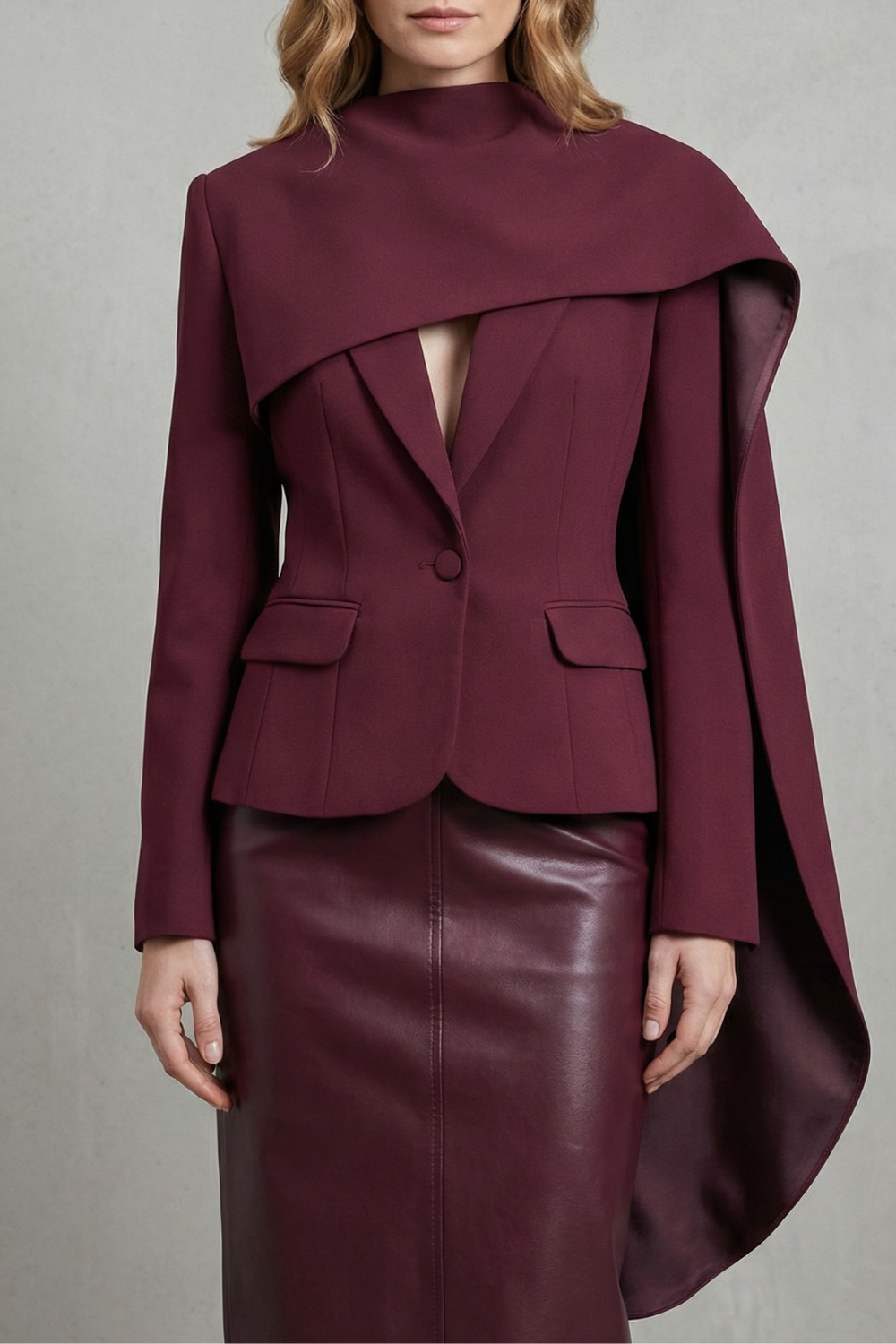 Women's Draped Scarf-lapel Asymmetrical Blazer