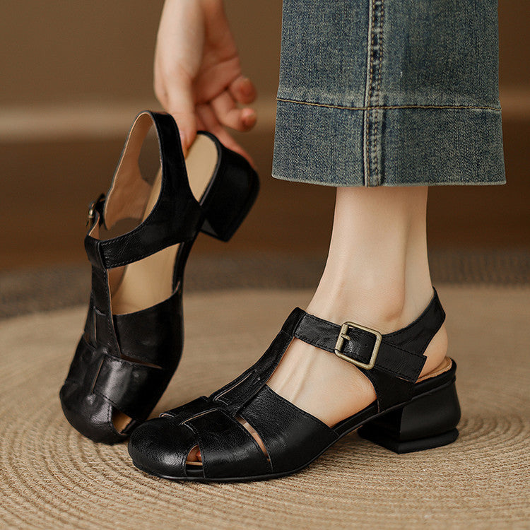 Women's Roman Leather Heels