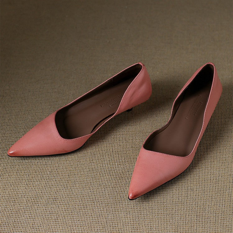 Women's Leather Kitten Heel Pumps