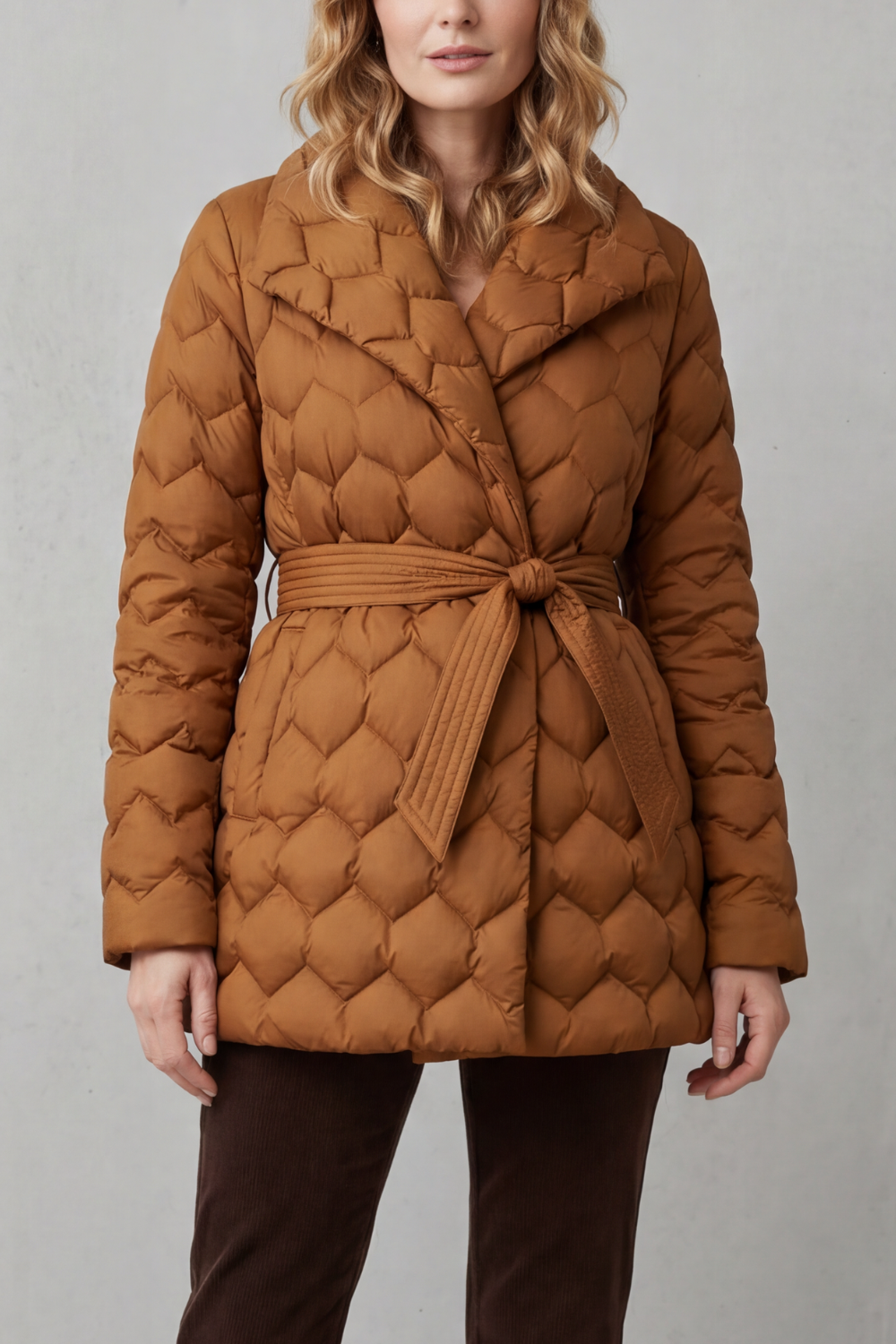 Women's Sculpted Quilt Belted Puffer Jacket