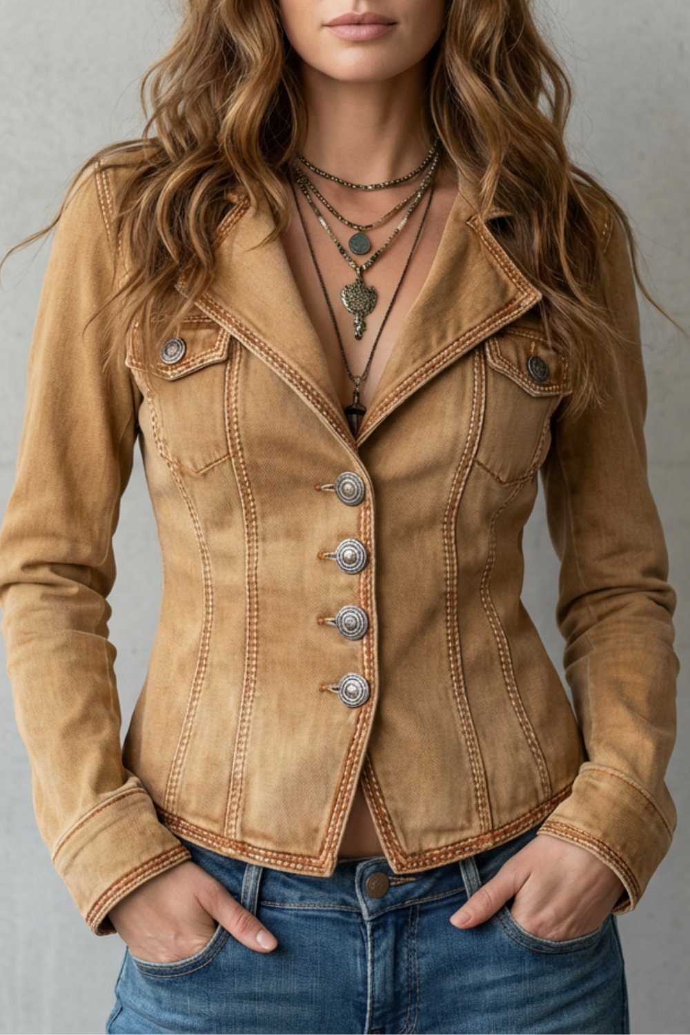 Women's Sculpted Silhouette Denim Blazer