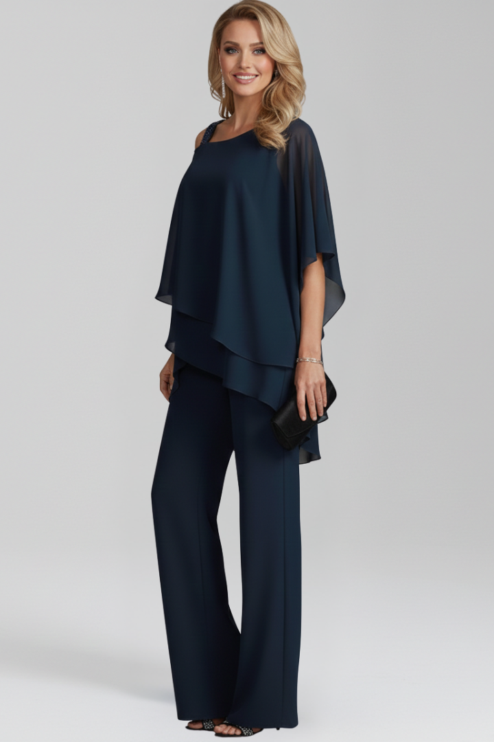 Women’s Cold-Shoulder Flowing Wide-Leg Jumpsuit