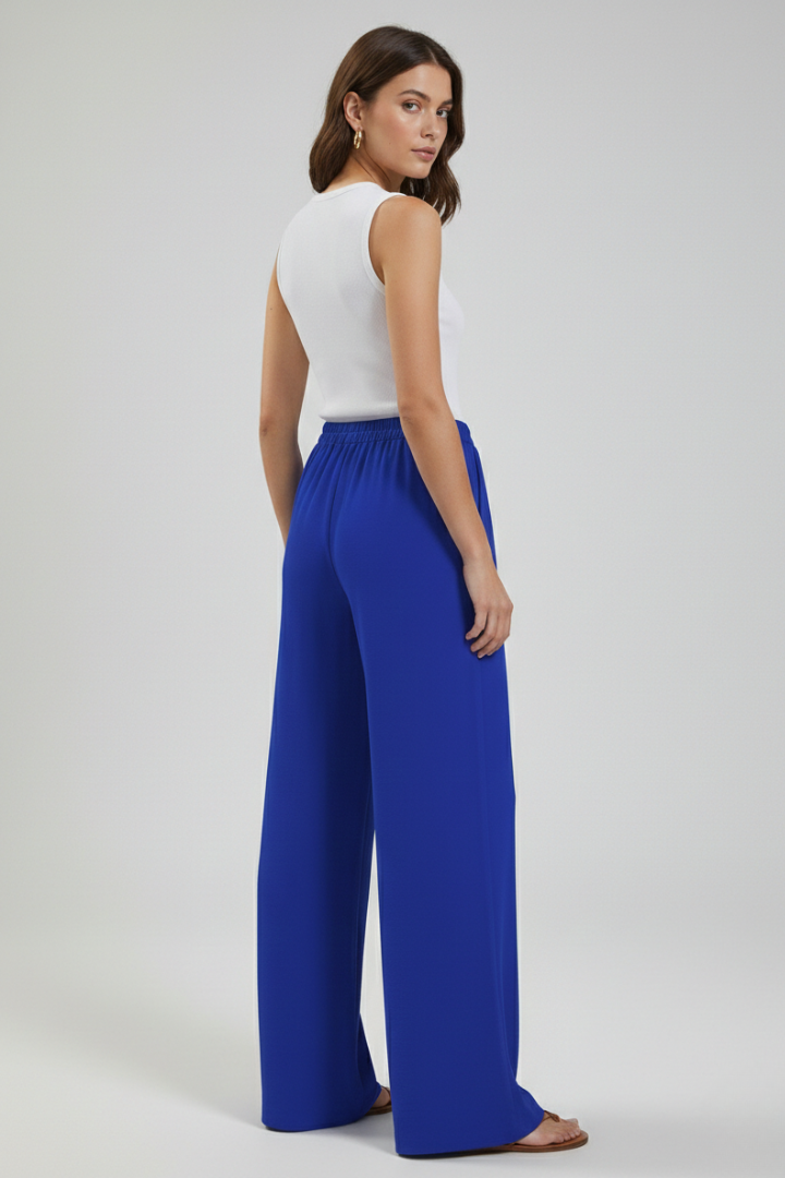Women’s Palazzo Trousers with Drawstring Waist and Side Pockets