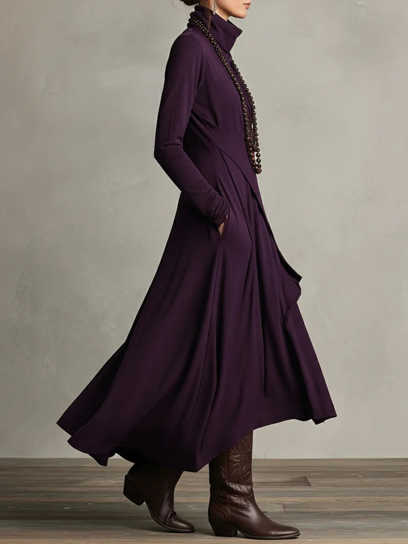 Arielle | Women's Vintage Asymmetrical Turtleneck Dress