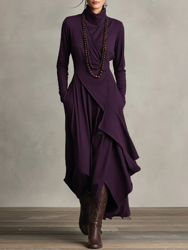 Arielle | Women's Vintage Asymmetrical Turtleneck Dress