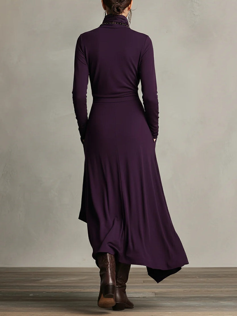 Arielle | Women's Vintage Asymmetrical Turtleneck Dress