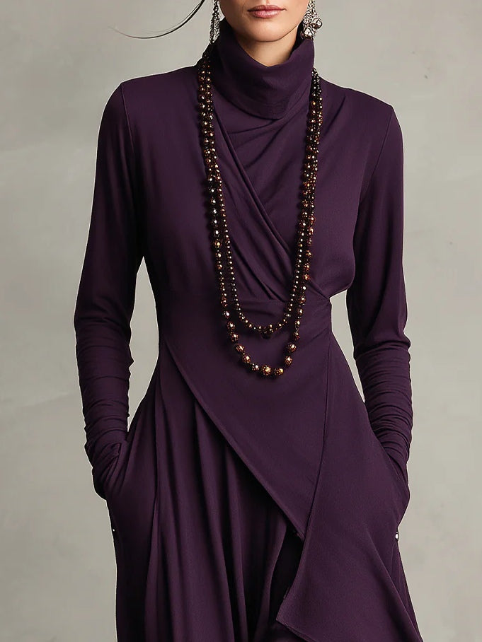 Arielle | Women's Vintage Asymmetrical Turtleneck Dress