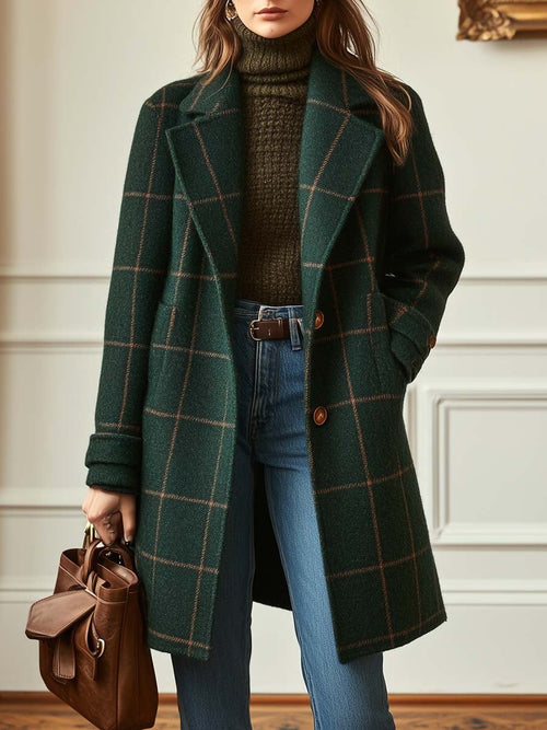 Dorothy | Women's Retro Lapel Plaid Tweed Coat