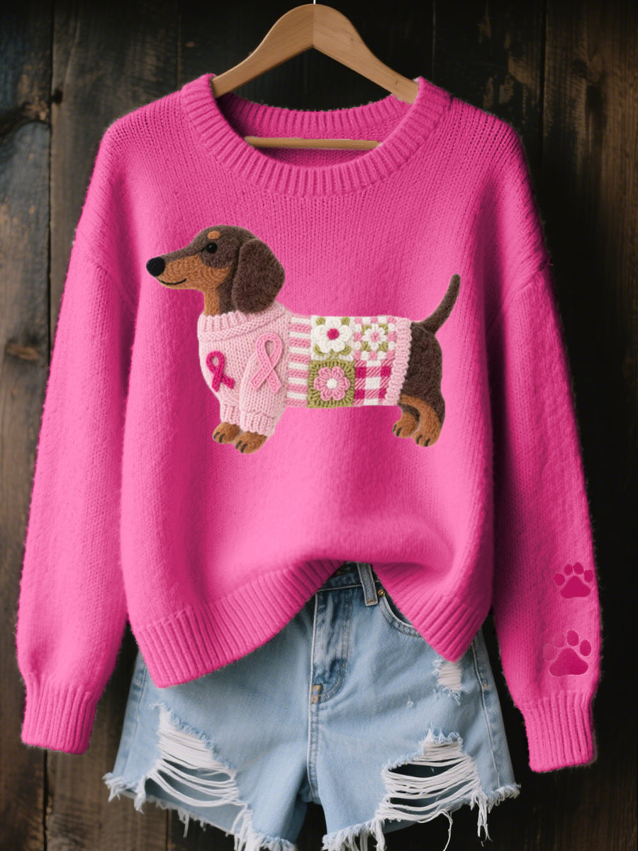 Nancy | Women's Dachshund Pattern Knitted Sweater