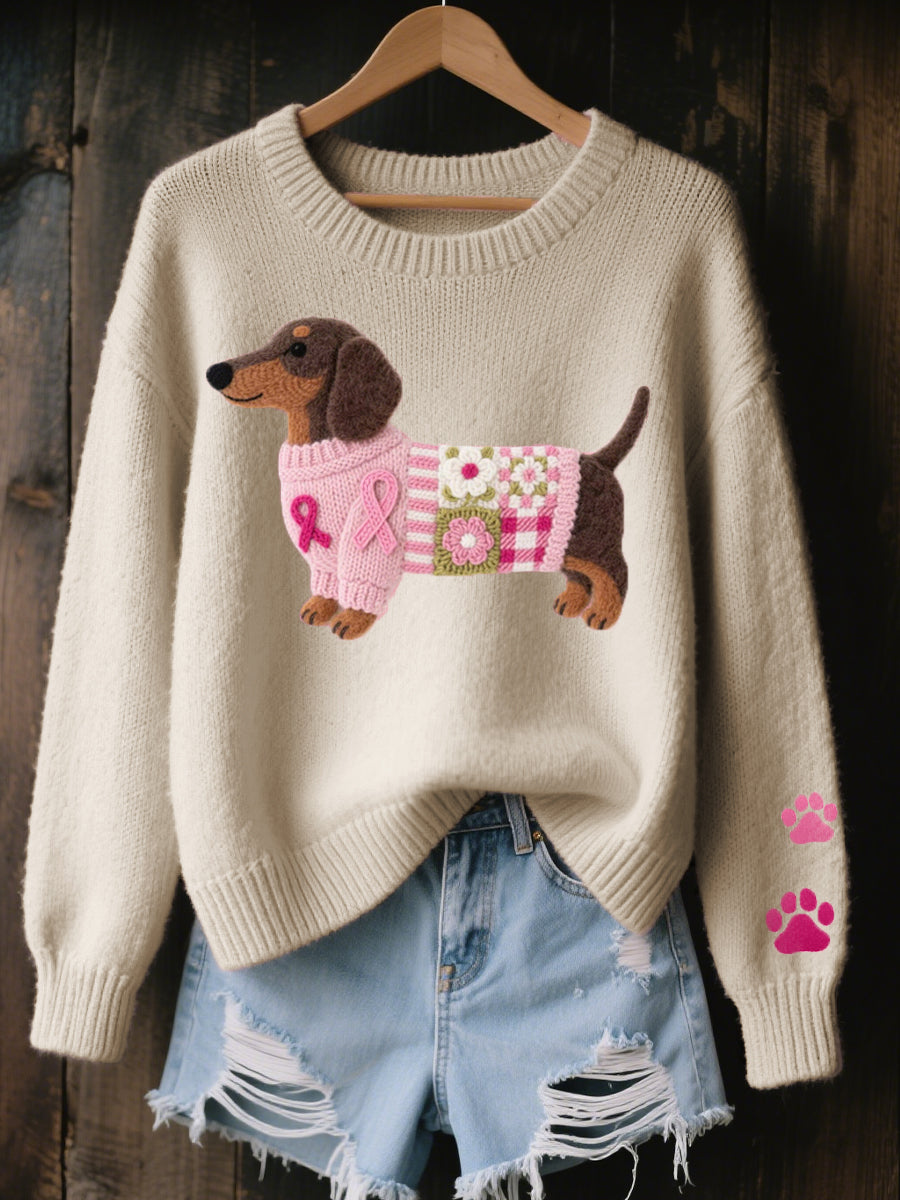Nancy | Women's Dachshund Pattern Knitted Sweater
