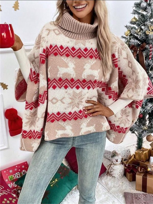 Wilhelmina | Oversized Reindeer Turtleneck Christmas Sweater