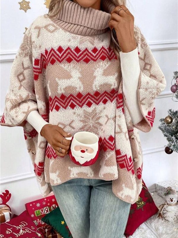 Wilhelmina | Oversized Reindeer Turtleneck Christmas Sweater