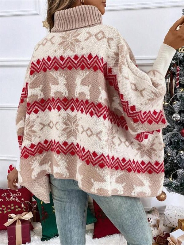 Wilhelmina | Oversized Reindeer Turtleneck Christmas Sweater